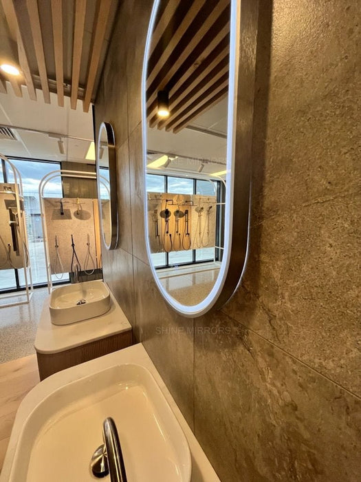 Gatsby Brushed Nickel Oval Frontlit LED Bathroom Mirror