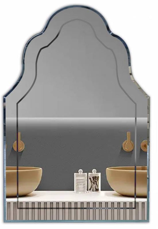 Hallise Frameless Arched Ornate Wall Mirror