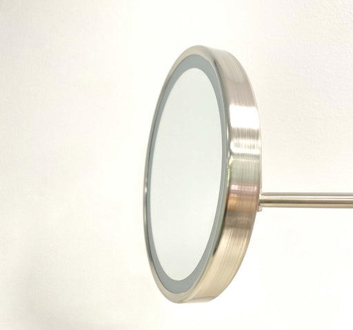Illusion Brushed Nickel Wall Mounted Shaving LED Mirror with 5x Magnification