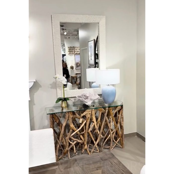 Uttermost Everett Rectangle Aged Ivory White Mirror
