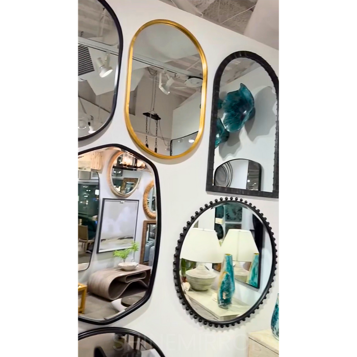 Mattia Gold Pill Shaped Wall Mirror