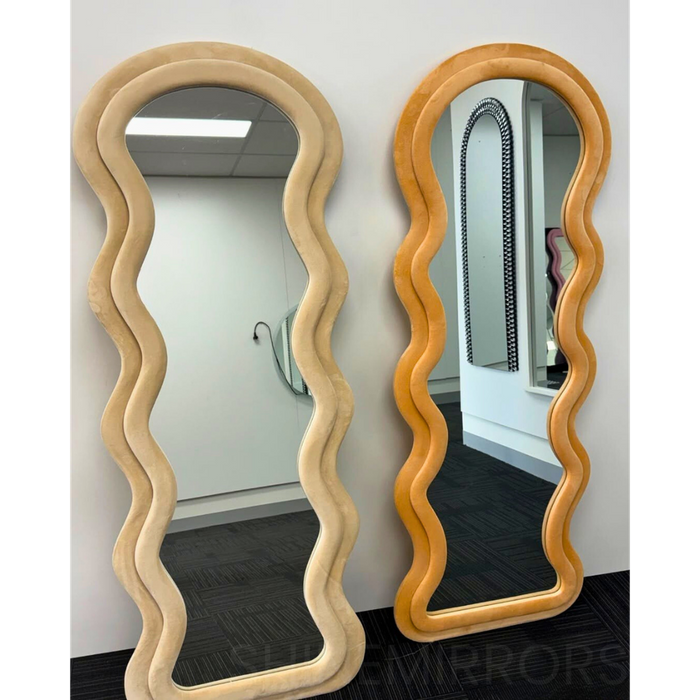 Wennie Beige Velvet Full Length Mirror
