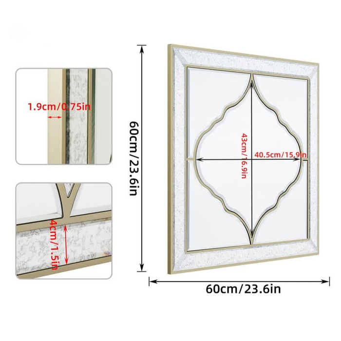 Walter Gold Framed Square Decorative Wall Mirror
