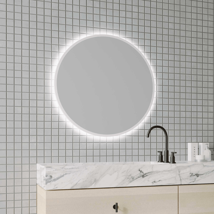 Kaizen Large Backlit LED Round Mirror Matt White / No demister