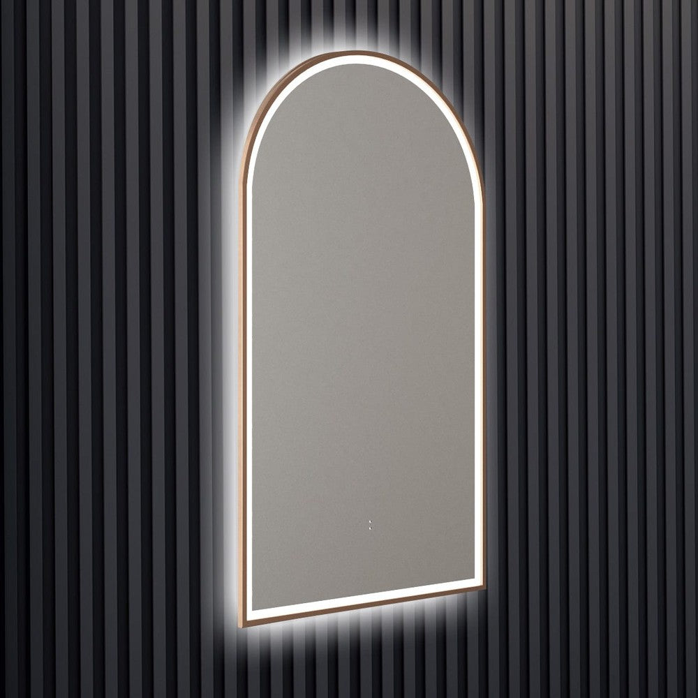 Kayden Brushed Bronze Arched Frontlit LED Bathroom Mirror — SHINE