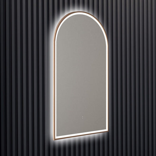 Kayden Brushed Bronze Arched Frontlit LED Bathroom Mirror