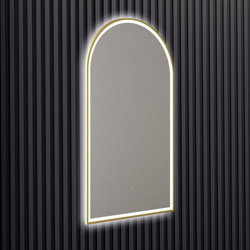 Kayden Brushed Gold Arched Frontlit LED Bathroom Mirror