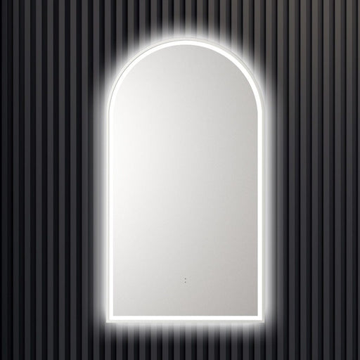Kayden Matte White Arched Frontlit LED Bathroom Mirror