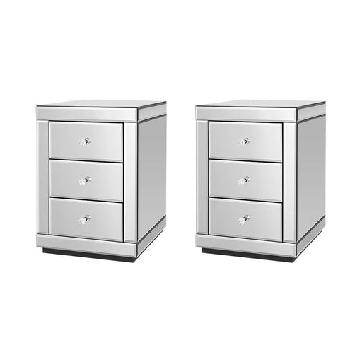 Kenia Mirrored Bedside Tables Set of 2
