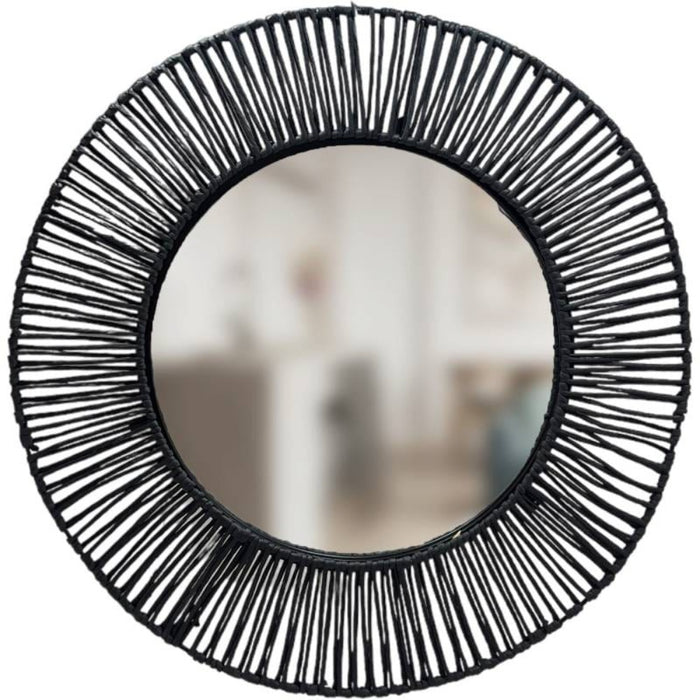 Larkin Black Round Wall Mirror