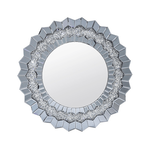 Lassy Round Grey Sparkling Crush Crystal Wall Mirror