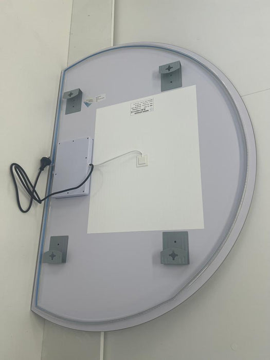 Hillary Frameless Half Round Moon Right Cut Backlit LED Bathroom Mirror