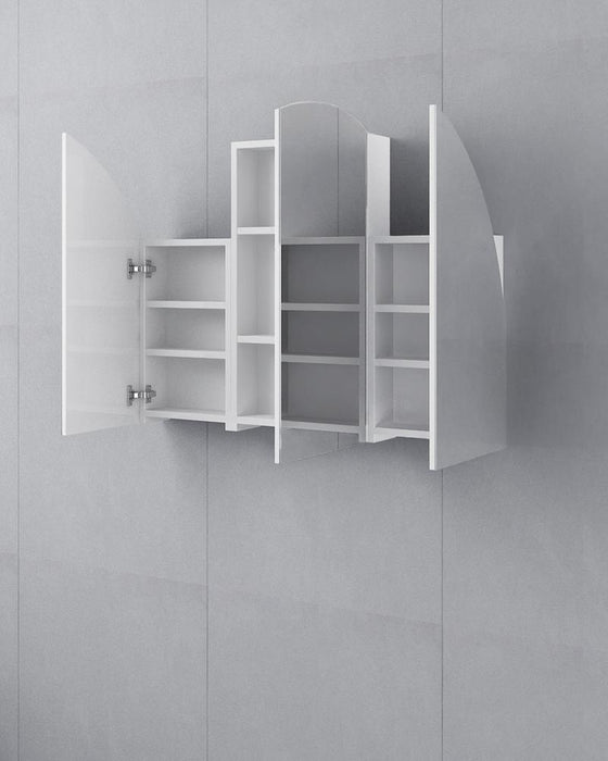 Carmelle 3 Door Arched White Mirror Cabinet