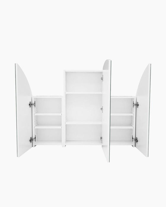 Carmelle 3 Door Arched White Mirror Cabinet