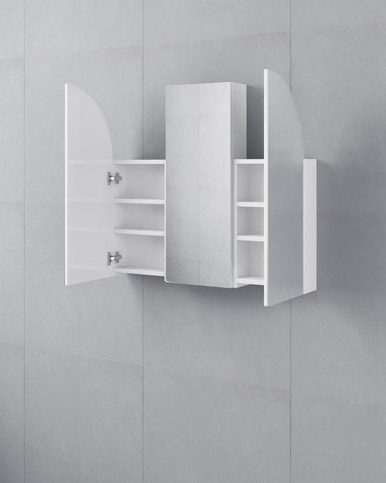 Albus 3 Door Arched White Mirror Cabinet
