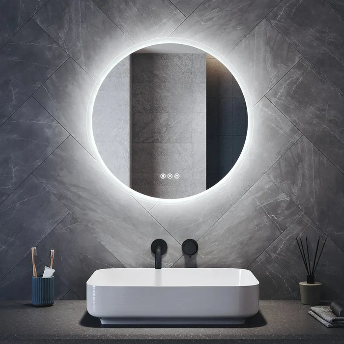 Gerven Round LED Bathroom Wall Mirror with Bluetooth Speaker