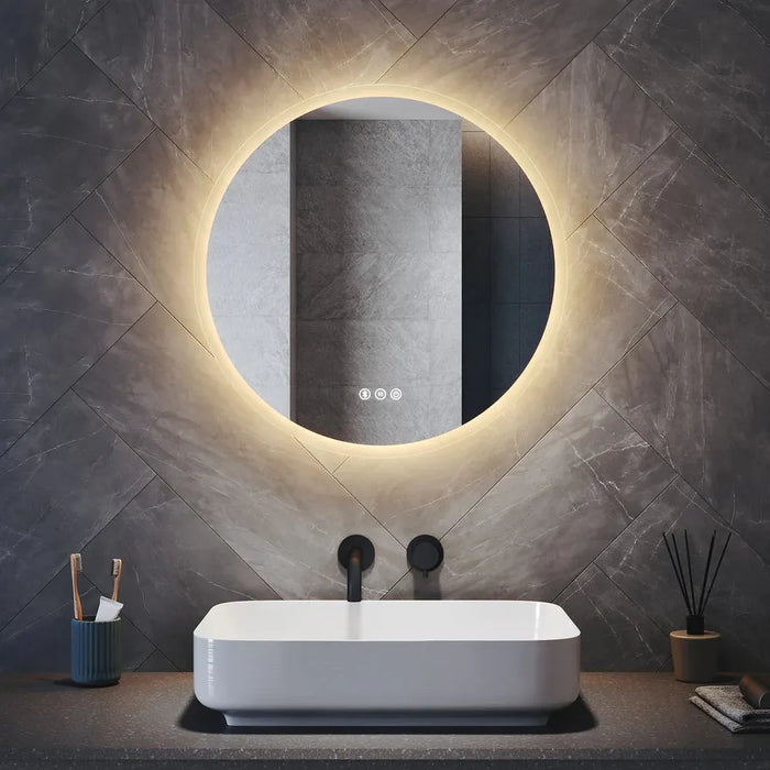 Gerven Round LED Bathroom Wall Mirror with Bluetooth Speaker