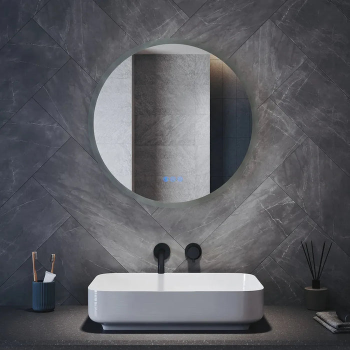Gerven Round LED Bathroom Wall Mirror with Bluetooth Speaker