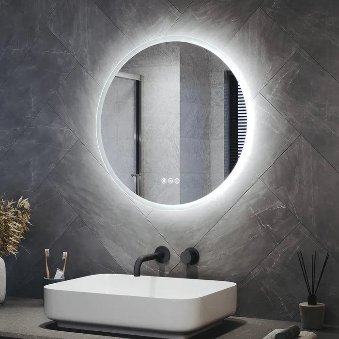 Gerven Round LED Bathroom Wall Mirror with Bluetooth Speaker