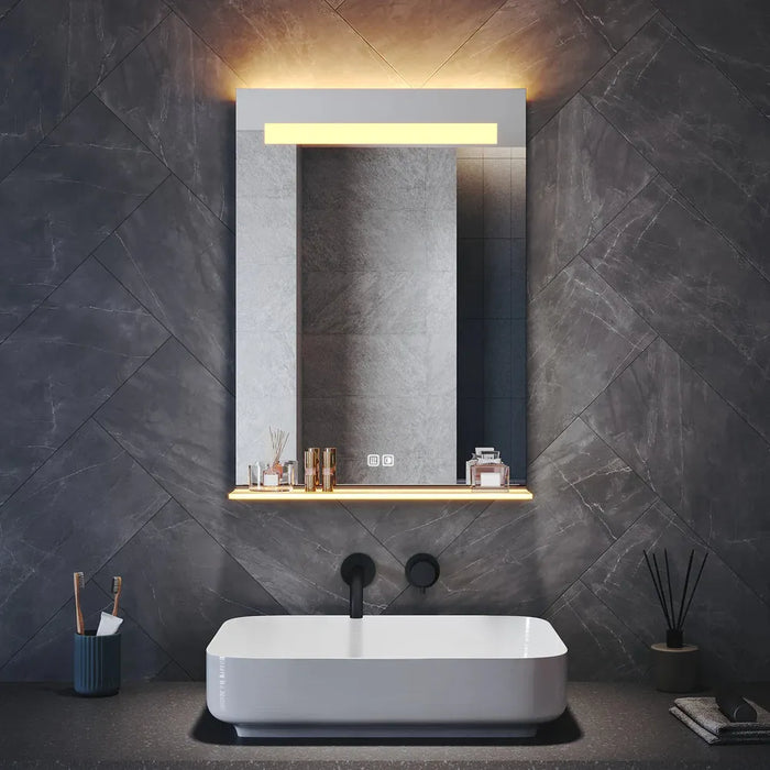 Arzen LED Bathroom Wall Mirror With Glass Shelf