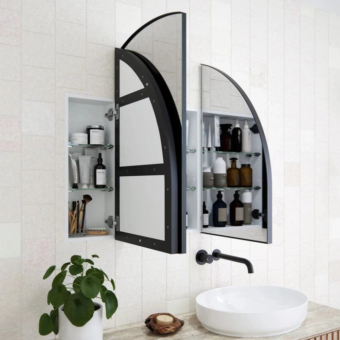 Merelle 3-Door Arch White Mirror Cabinet