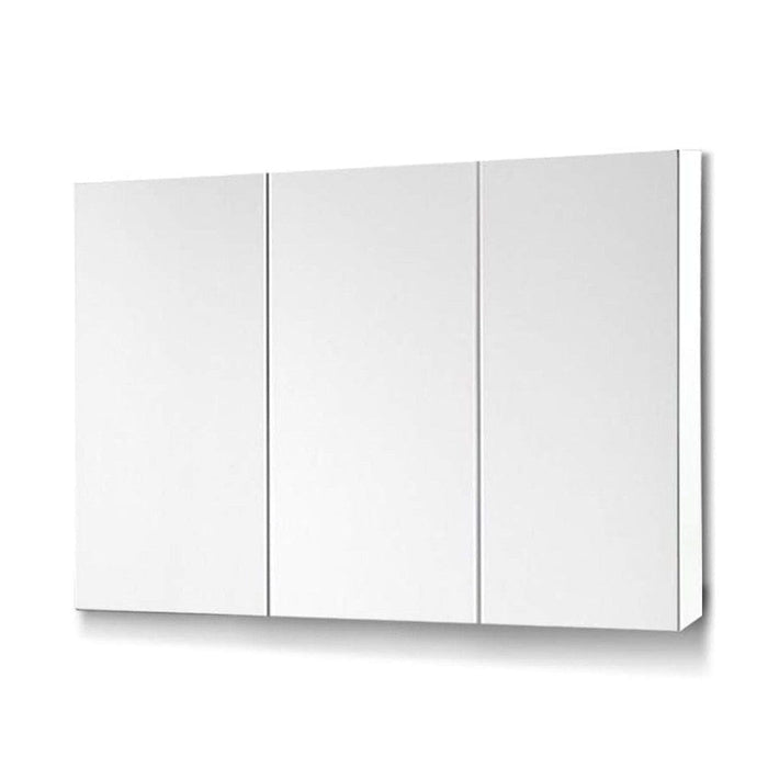 Mikos Bathroom Vanity White Mirror with Triple Door Storage Cabinet