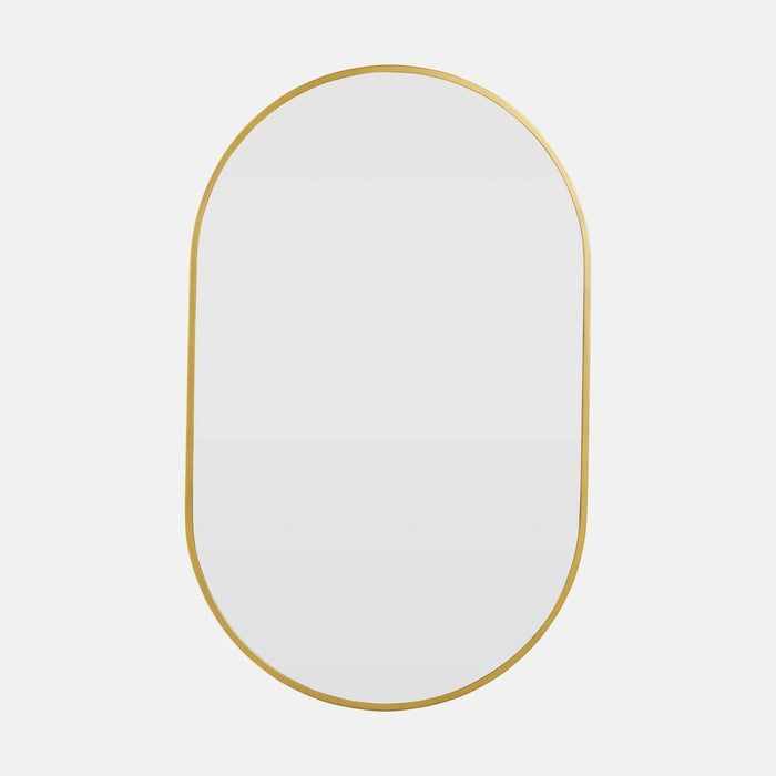 Natalia Satin Brass Pill Shaped Mirror Medium: 90cm x 2.5cm x 56cm