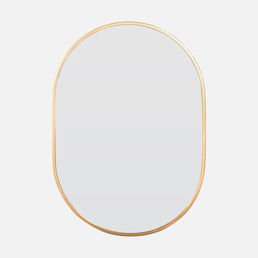 Natalia Satin Brass Pill Shaped Mirror Small: 71cm x 2.5cm x 50cm