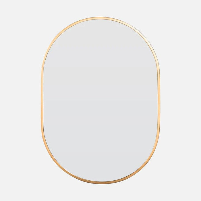 Natalia Satin Brass Pill Shaped Mirror Small: 71cm x 2.5cm x 50cm