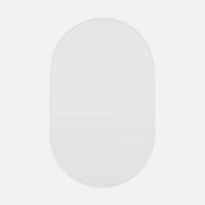 Natalia White Pill Shaped Mirror Medium: 90 cm x 2.5 cm x 56 cm