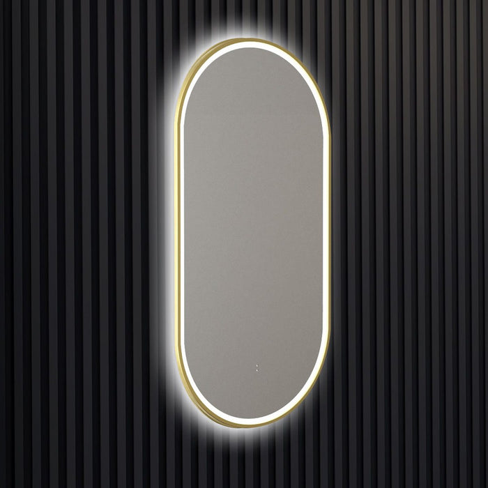 Neo Brushed Gold Pill LED Frontlit Bathroom Mirror