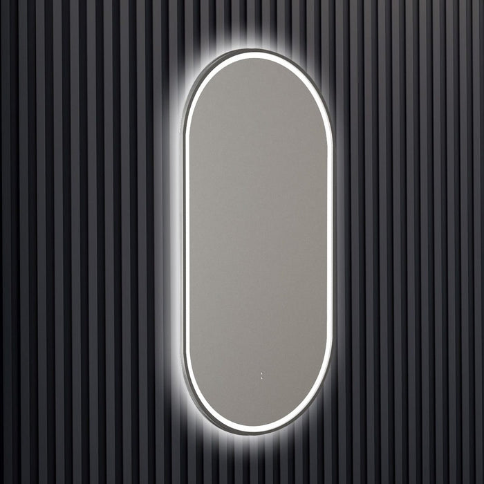 Neo Gun Metal Pill LED Frontlit Bathroom Mirror