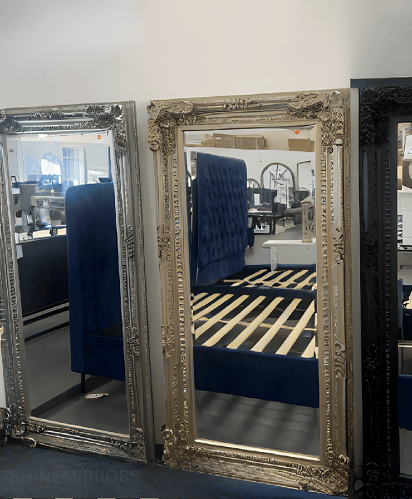 Omri Ornate Antique Black Leaner Mirror