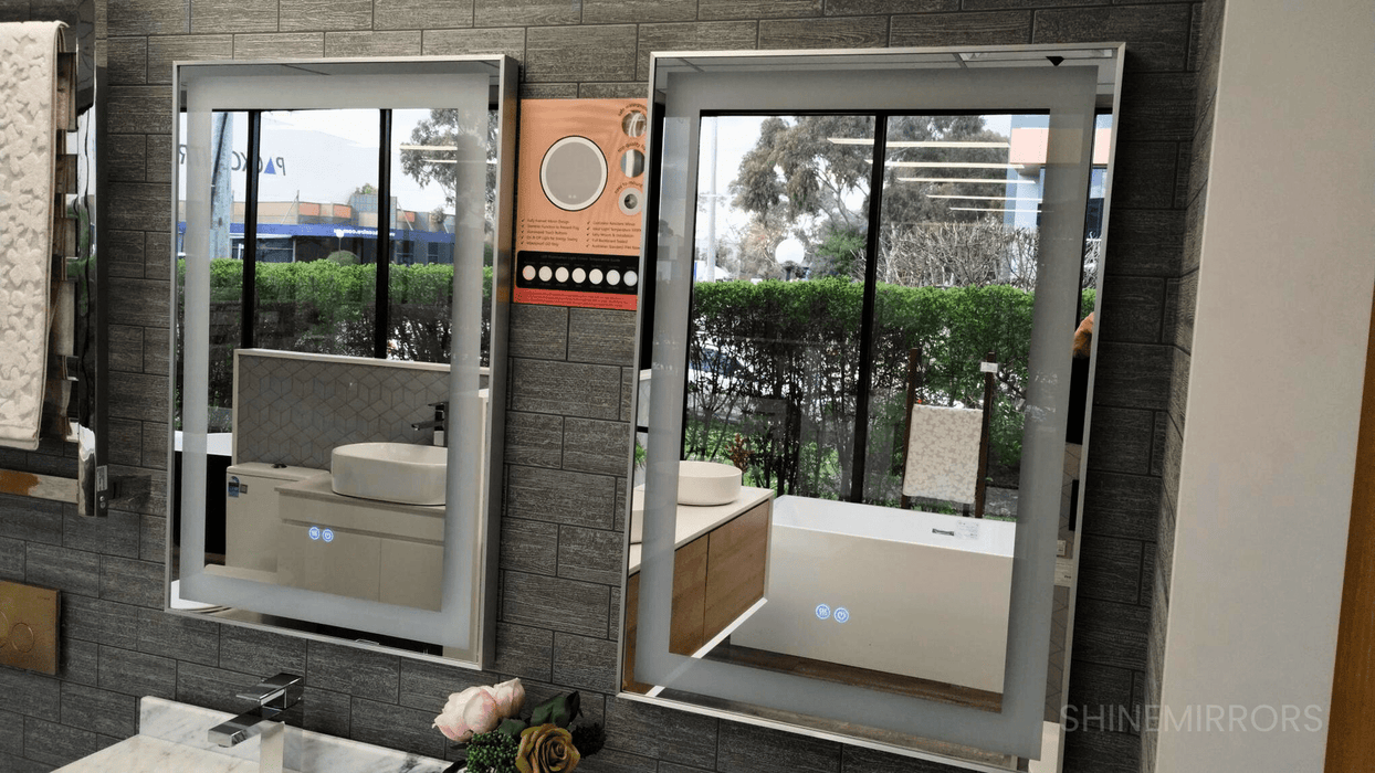 Perlyn Chrome Silver LED Frontlit Bathroom Mirror — SHINE MIRRORS AUSTRALIA