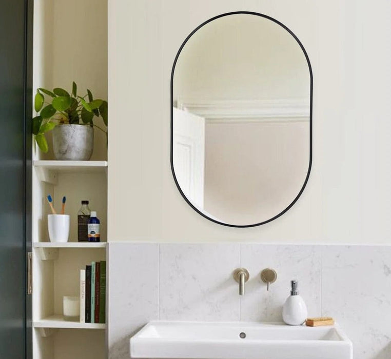 Priya Black Aluminium Oval Wall Mirror - Set of 2