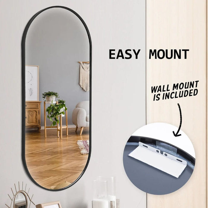 Priya Black Aluminium Oval Wall Mirror - Set of 2
