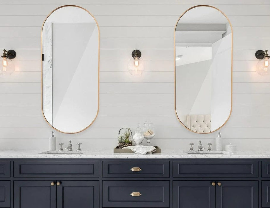 Priya Gold Aluminium Oval Wall Mirror - Set of 2