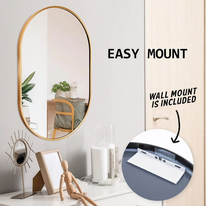 Priya Gold Aluminium Oval Wall Mirror - Set of 2