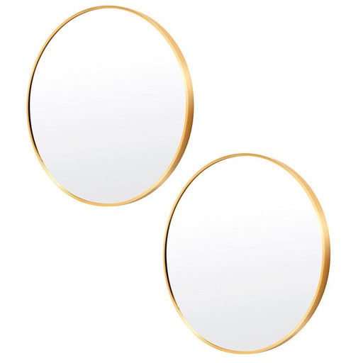 Priya Gold Aluminium Round Wall Mirror - Set of 2 Small: 50cm x 3.9cm x 50cm