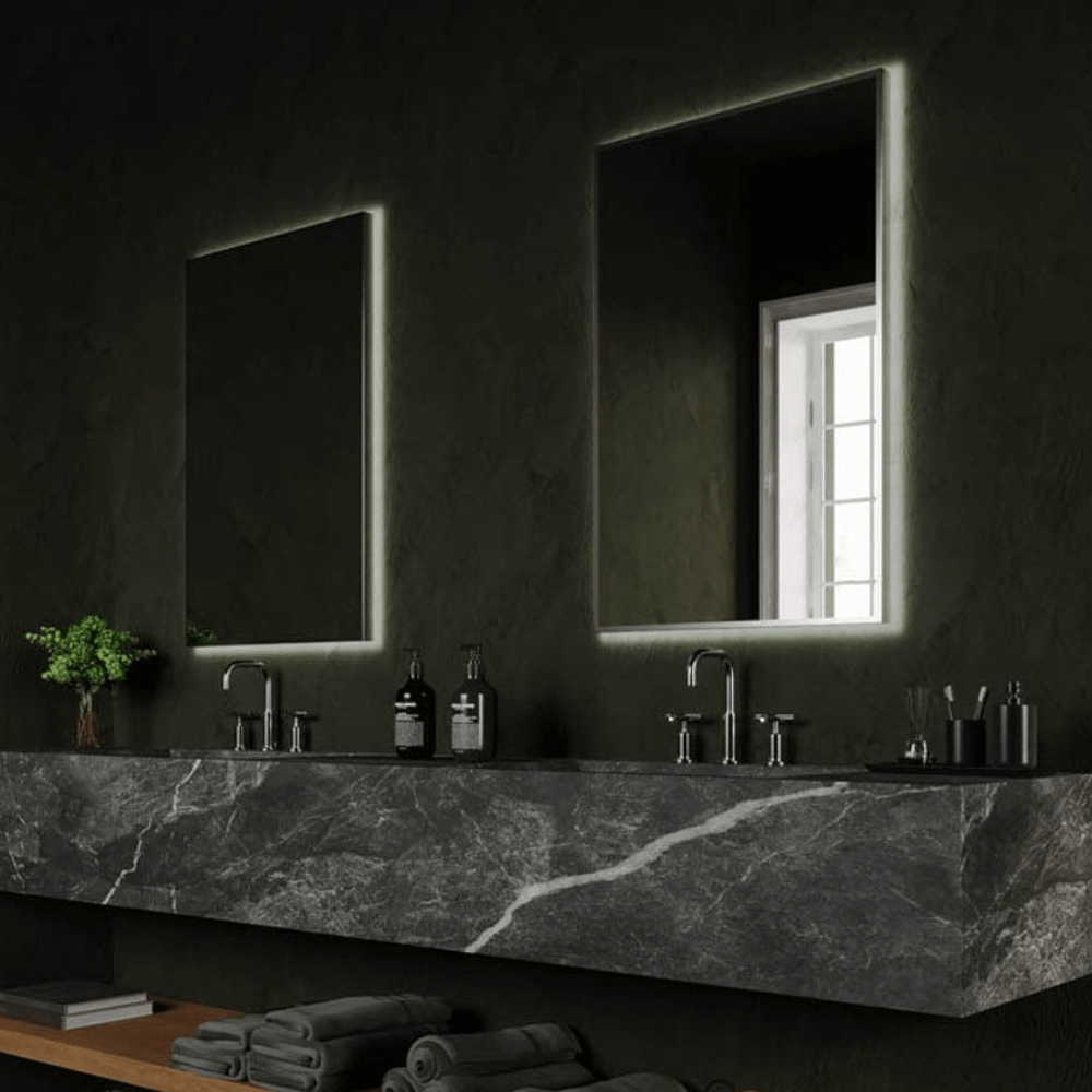 Quincy Medium Backlit LED Rectangle Bathroom Mirror — SHINE MIRRORS ...
