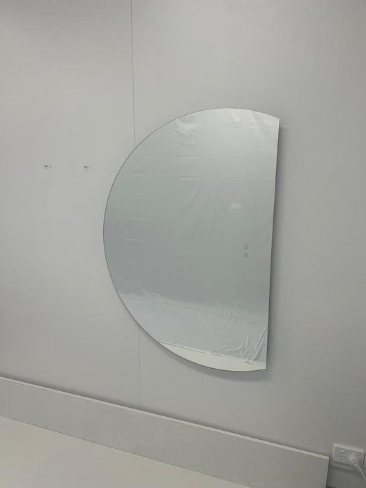 Hillary Frameless Half Round Moon Right Cut Backlit LED Bathroom Mirror