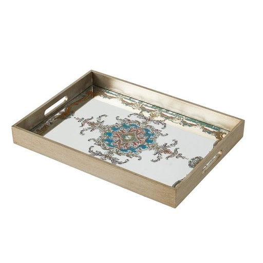 Robinson Gold & Blue Scrolled Rectangular Mirrored Tray