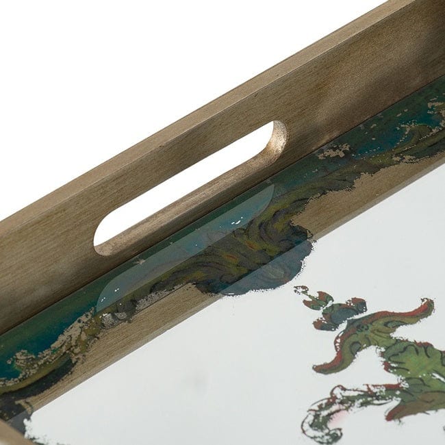 Robinson Gold & Green Scrolled Rectangular Mirrored Tray