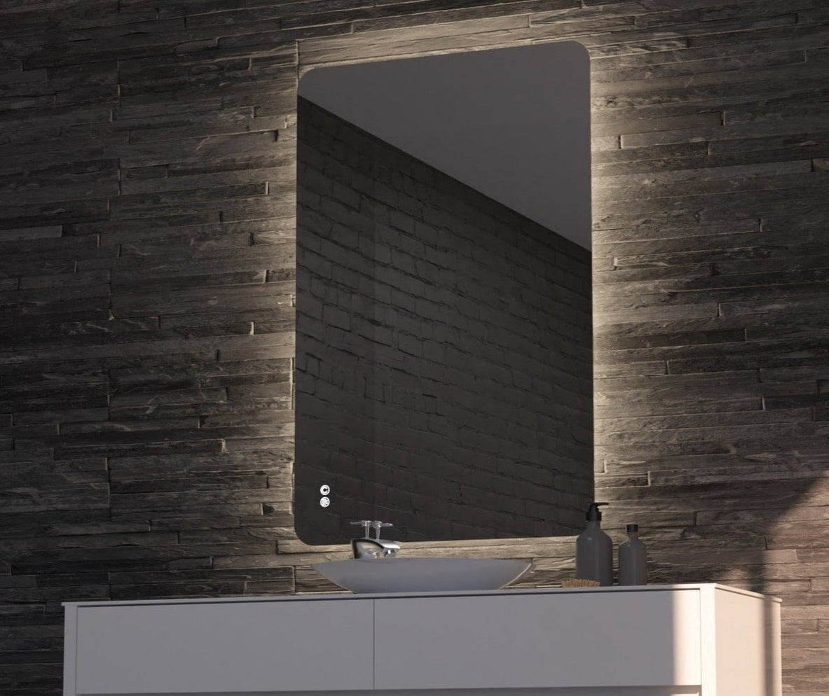 2 Rectangular Led Backlist Mirrors Salvatore Rectangle Backlit LED Mirror with Adjustable LED Colour and ...