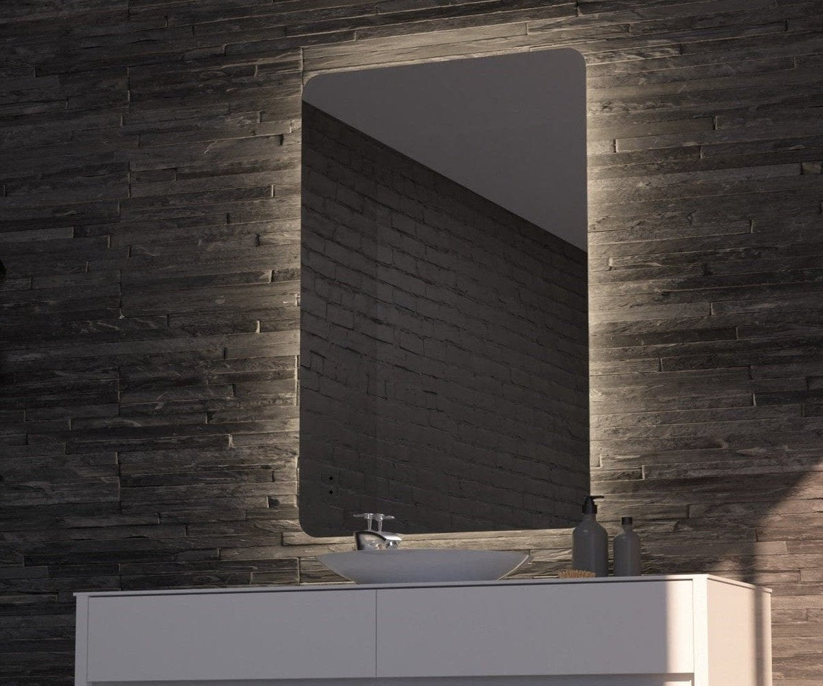 File Mirror Led Salvatore Rectangle Backlit LED Mirror - with Frame Option - and Wave ...