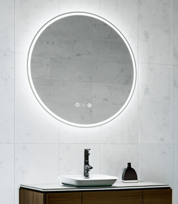 Sphere Matte White Round Frontlit LED Bathroom Mirror
