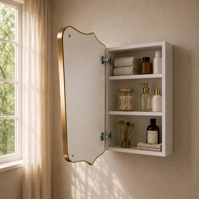 Beckett Brushed Brass Mirror Cabinet