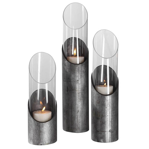 Uttermost Karter Iron & Glass Candleholders, Set of 3