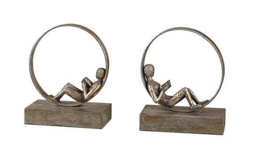 Uttermost Lounging Reader Antique Bookends, Set of 2