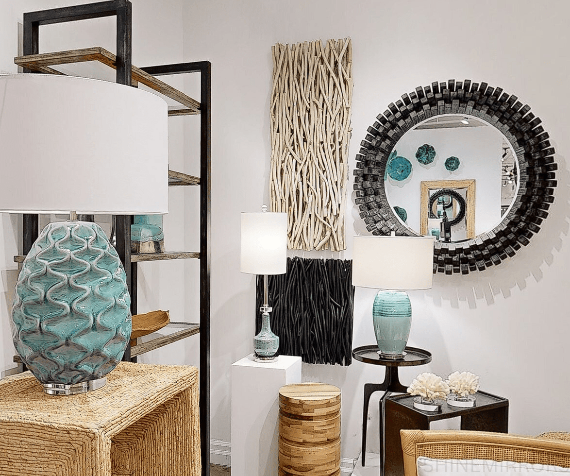 Uttermost Piers Mottled Blue Buffet Lamp ??? SHINE MIRRORS AUSTRALIA